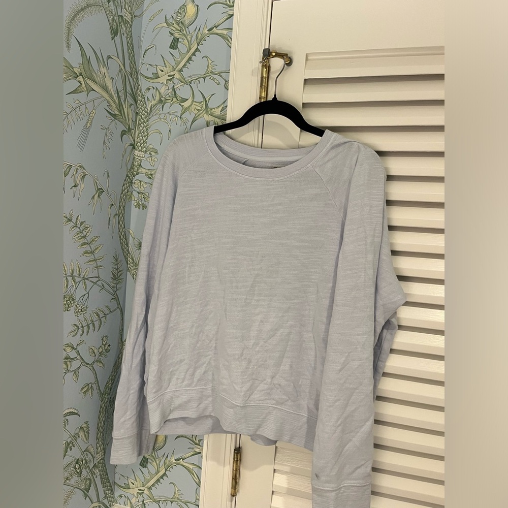 J. Crew White Vintage Fleece Sweater Top in Light Blue